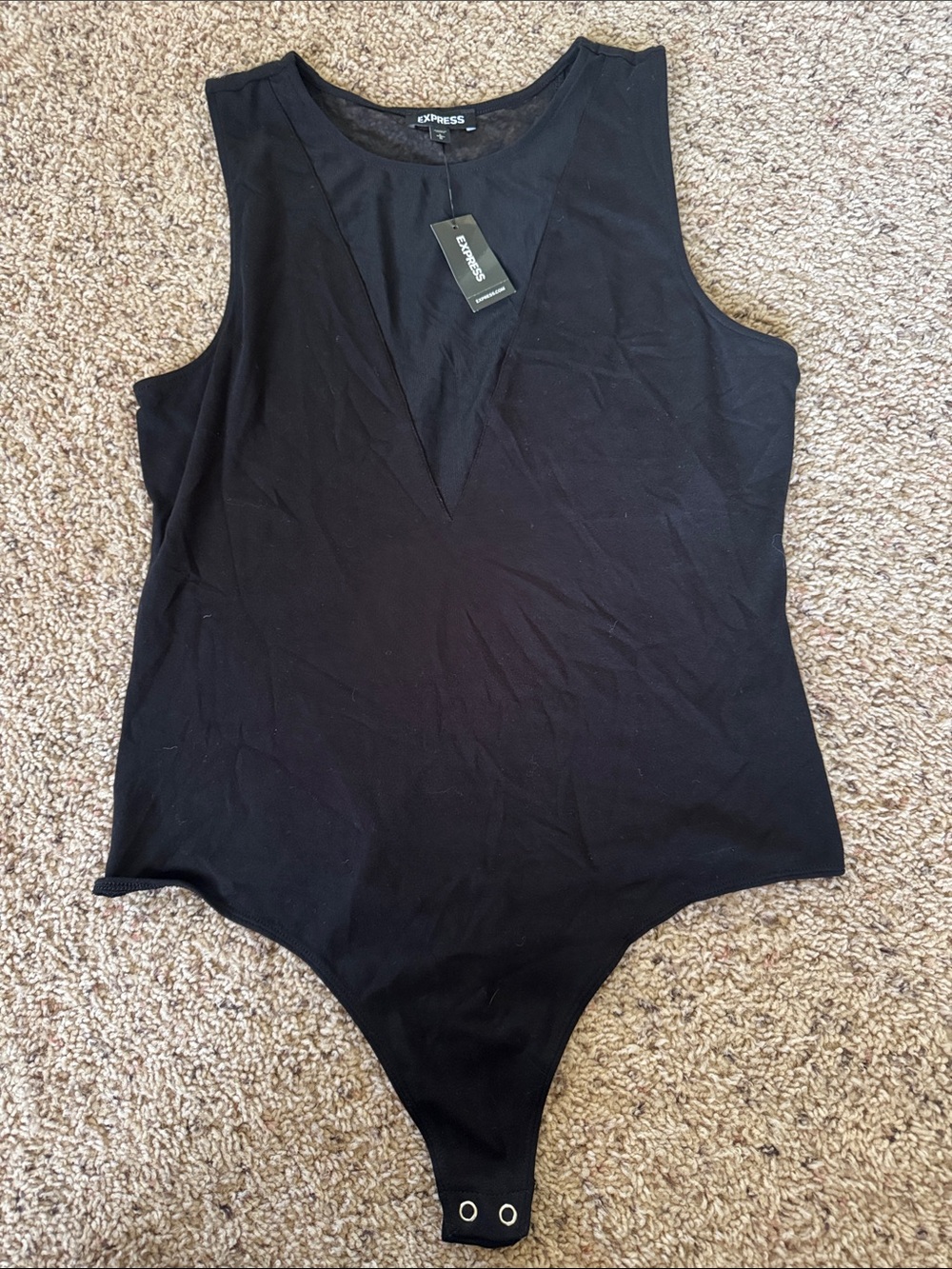 Express Black Sleeveless V-Neck Bodysuit